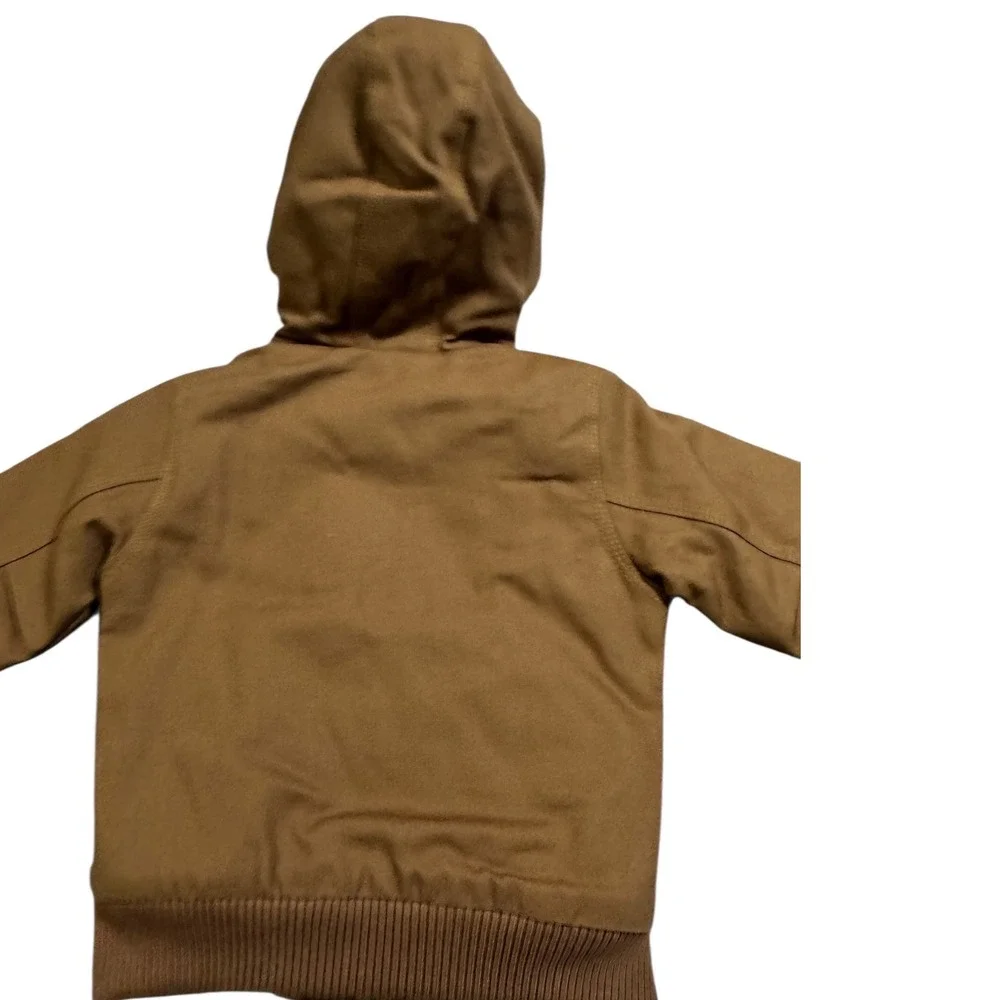 Carhartt Canvas‎ Hooded Jacket Kids 12M Brown Excellent OJ8552-B Quilted Lined